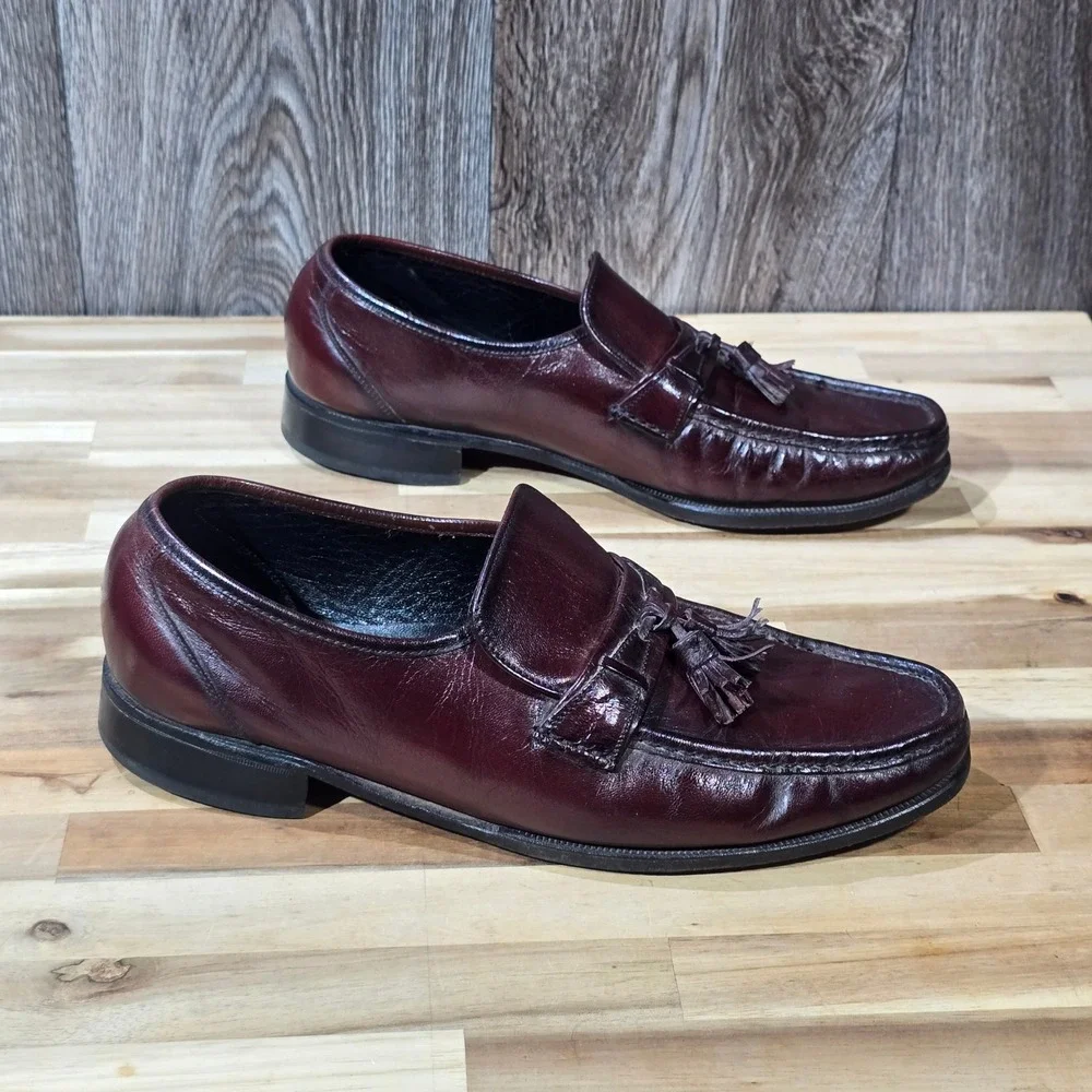 Florsheim‎ Men's Tassel Loafers 10 D Burgundy Oxblood Leather Dress Shoe